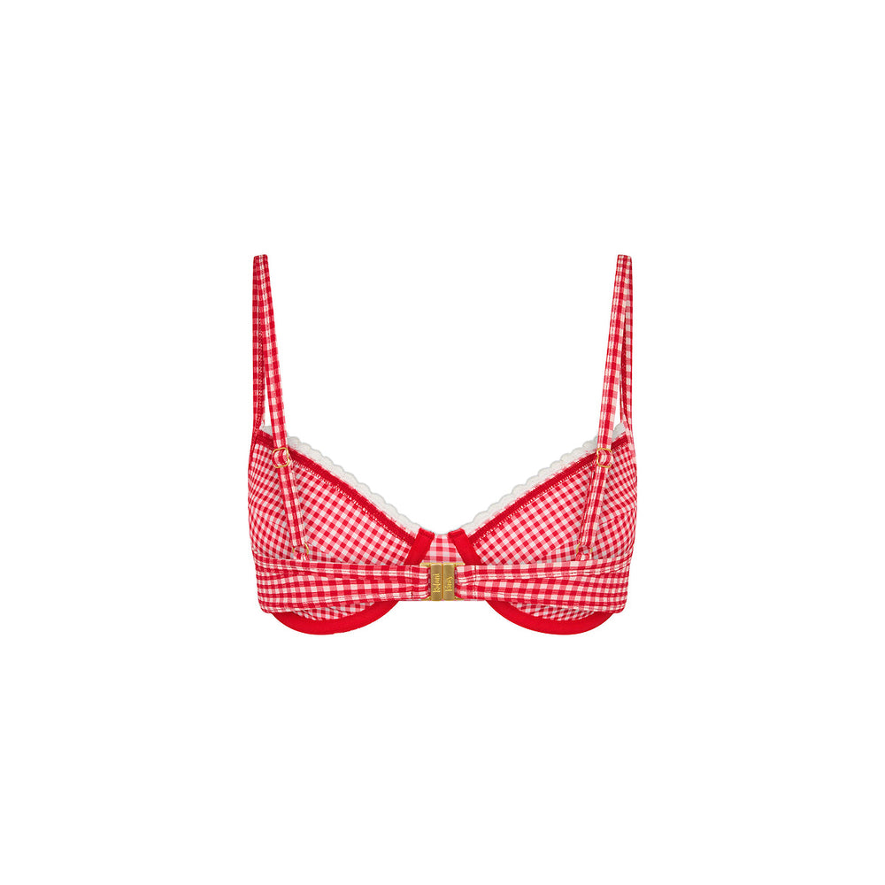 Scallop Crochet Underwire Bra Bikini Top - Strawberry Siesta