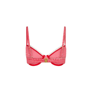 Scallop Crochet Underwire Bra Bikini Top - Strawberry Siesta