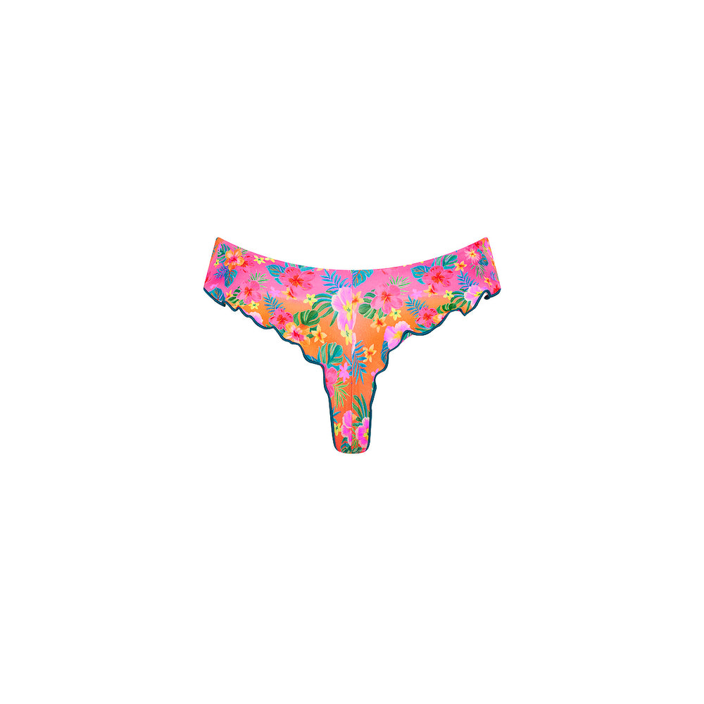 Lettuce Frill Thong Bikini Bottom - Summer Glow