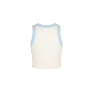 Embroidered Bind Crop Tank - Tropic Blues