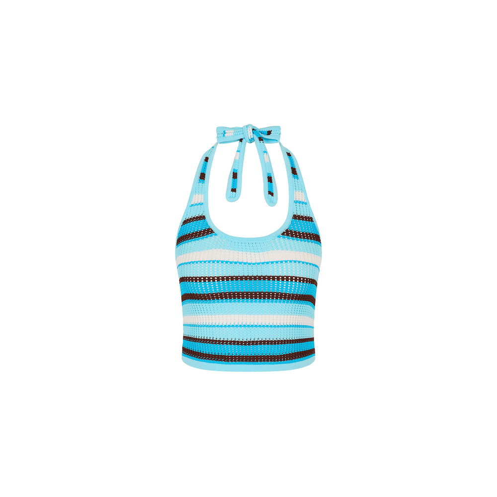 Oasis Knit Halter Tie Top - Buttercream Dream