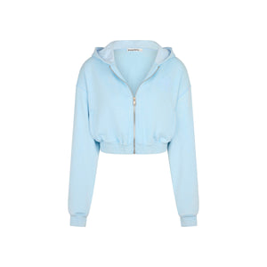 Cropped Zip Through Hoodie - Baby Bluebell