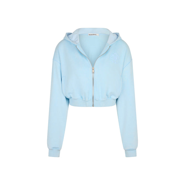 ♡JILTU baby frill hoodie baby blue Cropped Zip Through Hoodie - Baby Bluebell –Kulani Kinis