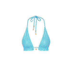Frill Halter Bralette Bikini Top - Checkmate