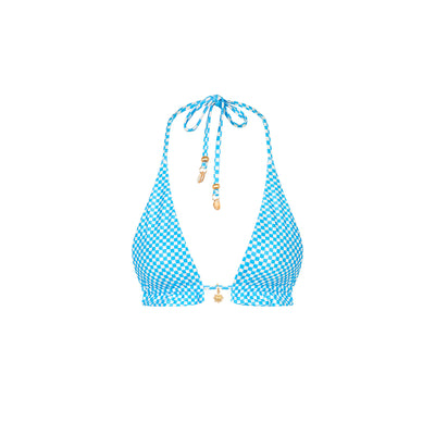 Frill Halter Bralette Bikini Top - Checkmate