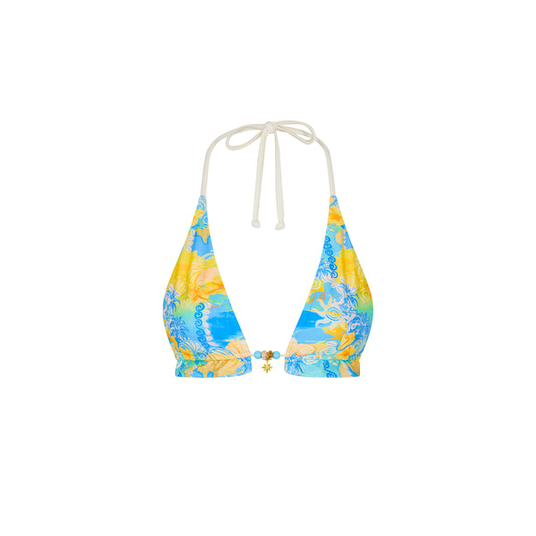 Frill Halter Bralette Bikini Top Limoncello Lagoon