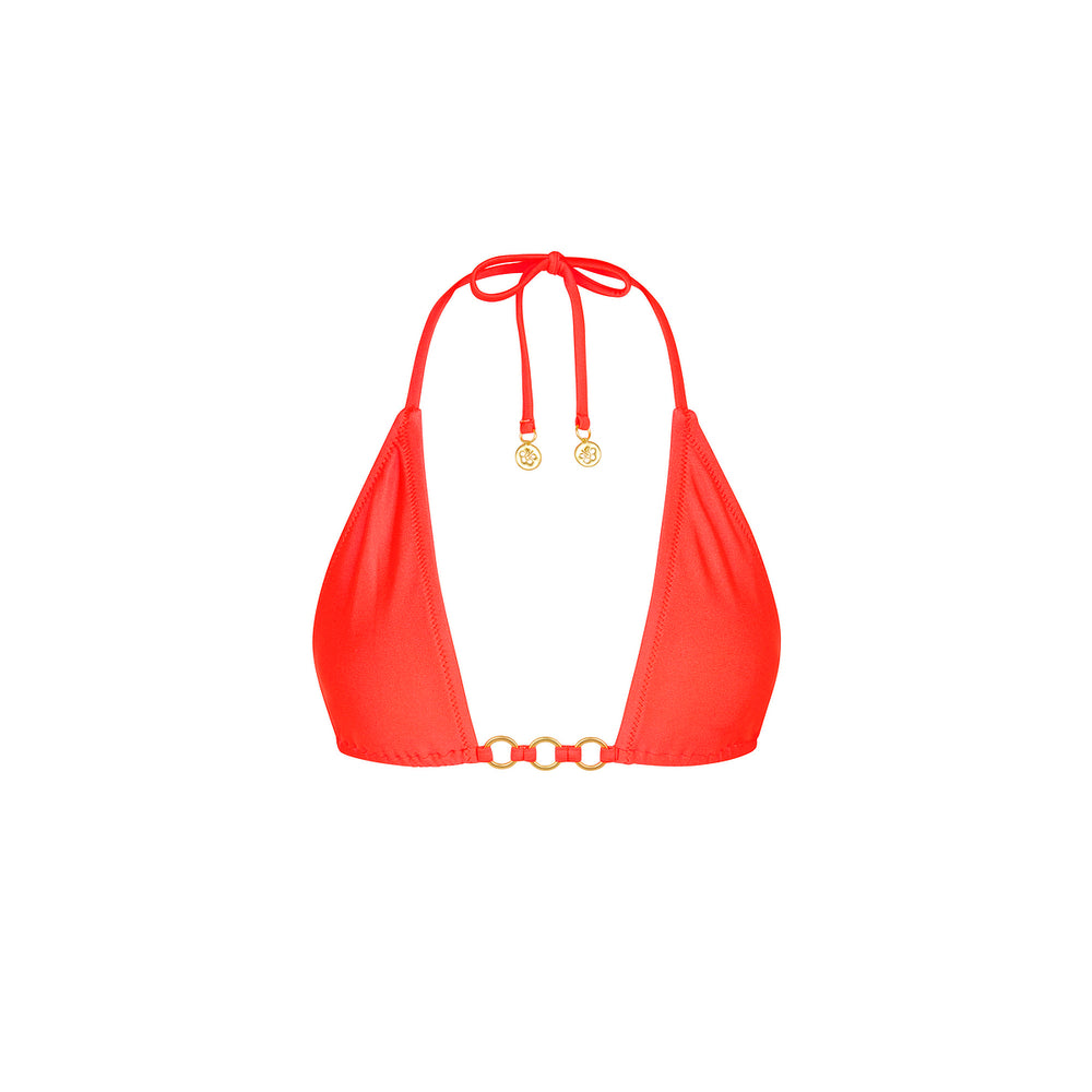 Trio Ring Triangle Bikini Top - Guava Glow