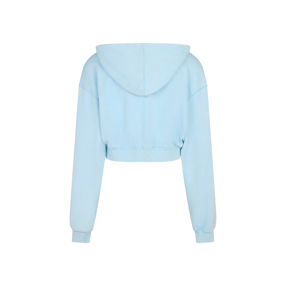 Cropped Zip Through Hoodie - Baby Bluebell