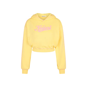 Puff Paint Cropped Hoodie - Custard Cloud