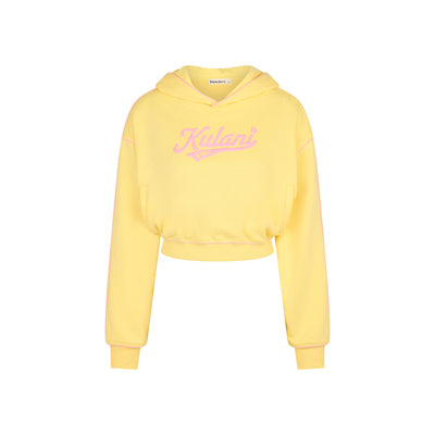 Puff Paint Cropped Hoodie - Custard Cloud