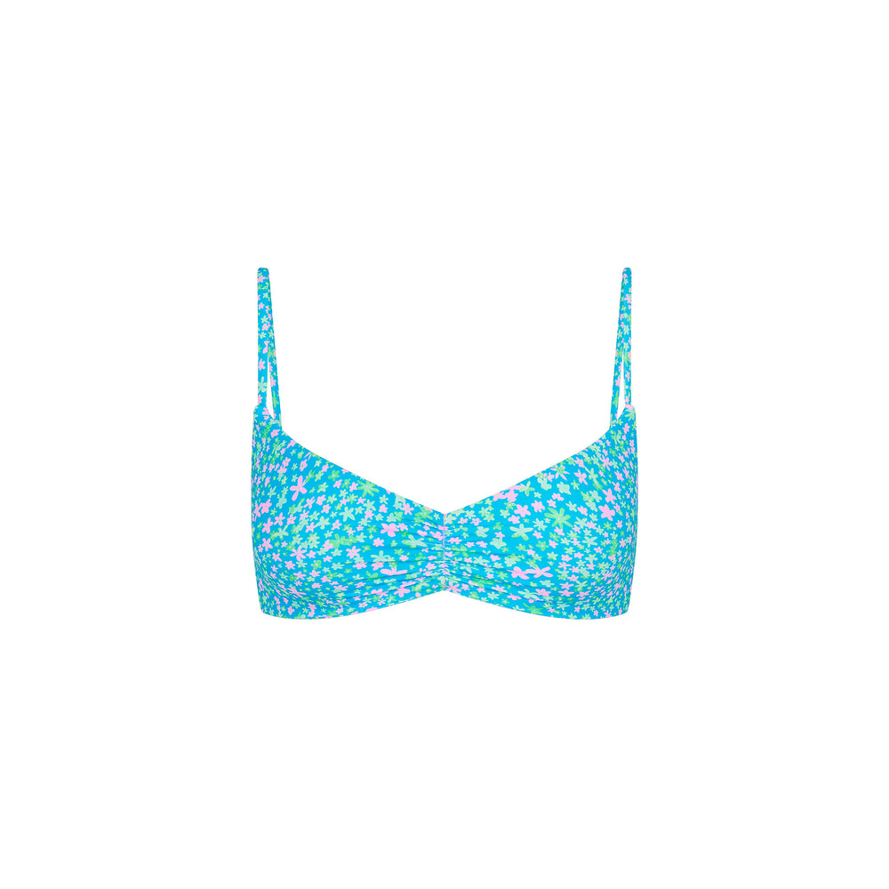 Gathered Mini Crop Bikini Top - Ocean Kisses