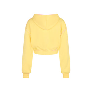 Puff Paint Cropped Hoodie - Custard Cloud