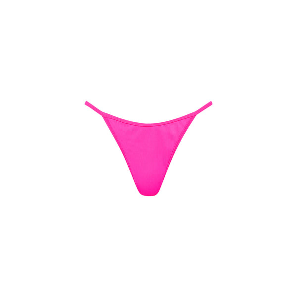Tanning Thong Bikini Bottom - Flamingo Pink Ribbed