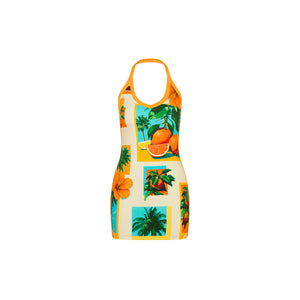 Dip Halter Mini Dress - Citrus Sea