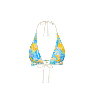 Frill Halter Bralette Bikini Top - Limoncello Lagoon