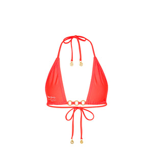 Trio Ring Triangle Bikini Top - Guava Glow