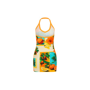 Dip Halter Mini Dress - Citrus Sea