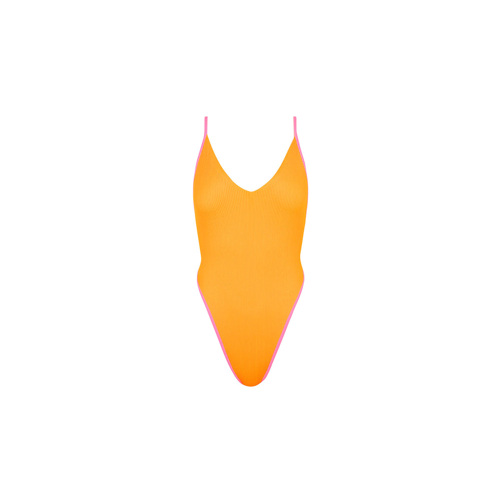 Plunge Cross Back One Piece - Peach Pop