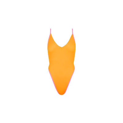 Plunge Cross Back One Piece - Peach Pop