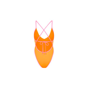 Plunge Cross Back One Piece - Peach Pop