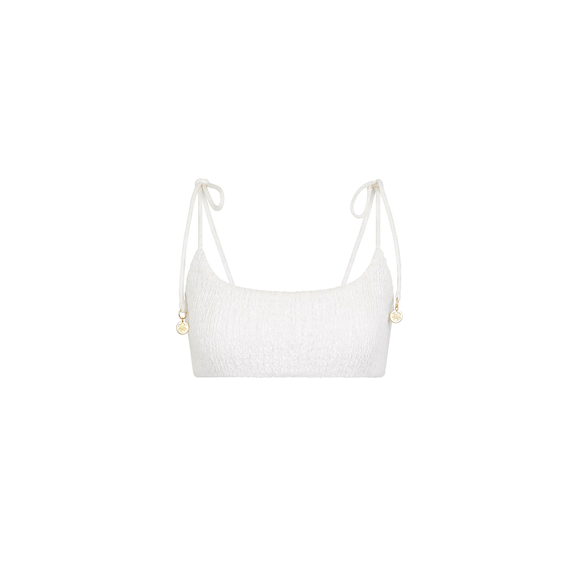 Simple Shirred Tie Crop - Natural White