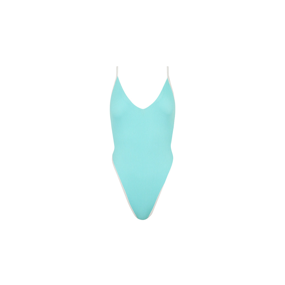 Plunge Cross Back One Piece - Calypso Blue