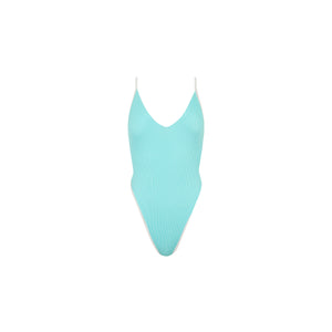 Plunge Cross Back One Piece - Calypso Blue