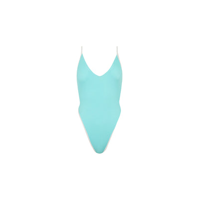 Plunge Cross Back One Piece - Calypso Blue