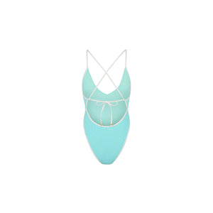 Plunge Cross Back One Piece - Calypso Blue