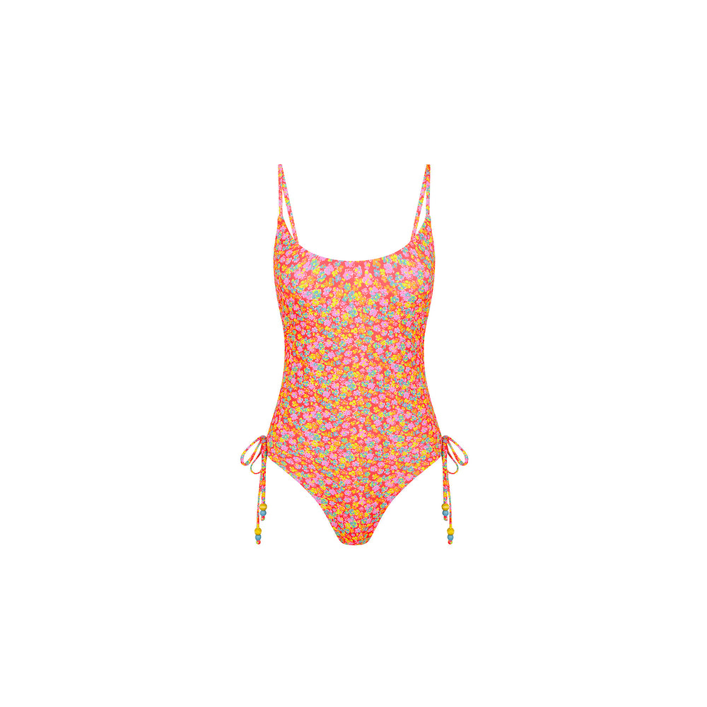 Ruched Tie Side Cheeky One Piece - Bubble Pop