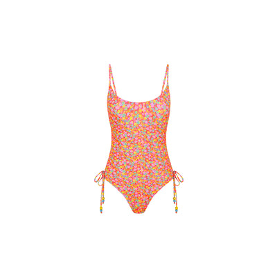 Ruched Tie Side Cheeky One Piece - Bubble Pop
