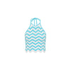 Chevron Knit Halter Crop Top - Crystal Cove