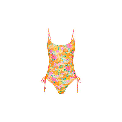 Ruched Tie Side Cheeky One Piece - Peachy Pocket