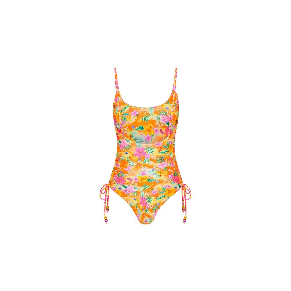 Ruched Tie Side Cheeky One Piece - Peachy Pocket