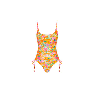 Ruched Tie Side Cheeky One Piece - Peachy Pocket