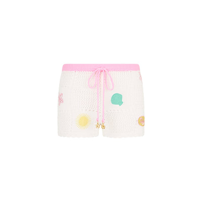 Embroidered Knit Shorts - Seashell Springs