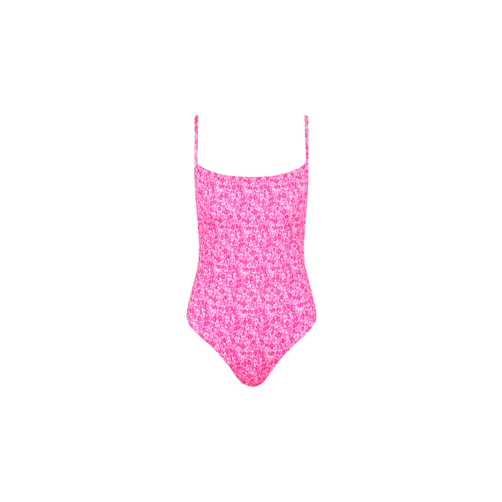 Shirred Low Back One Piece - Berry Burst