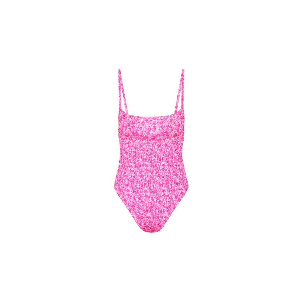 Shirred Low Back One Piece - Berry Burst