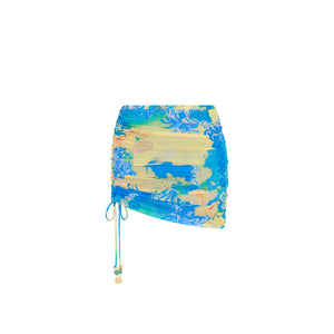 Isla Drawstring Mini Skirt - Limoncello Lagoon