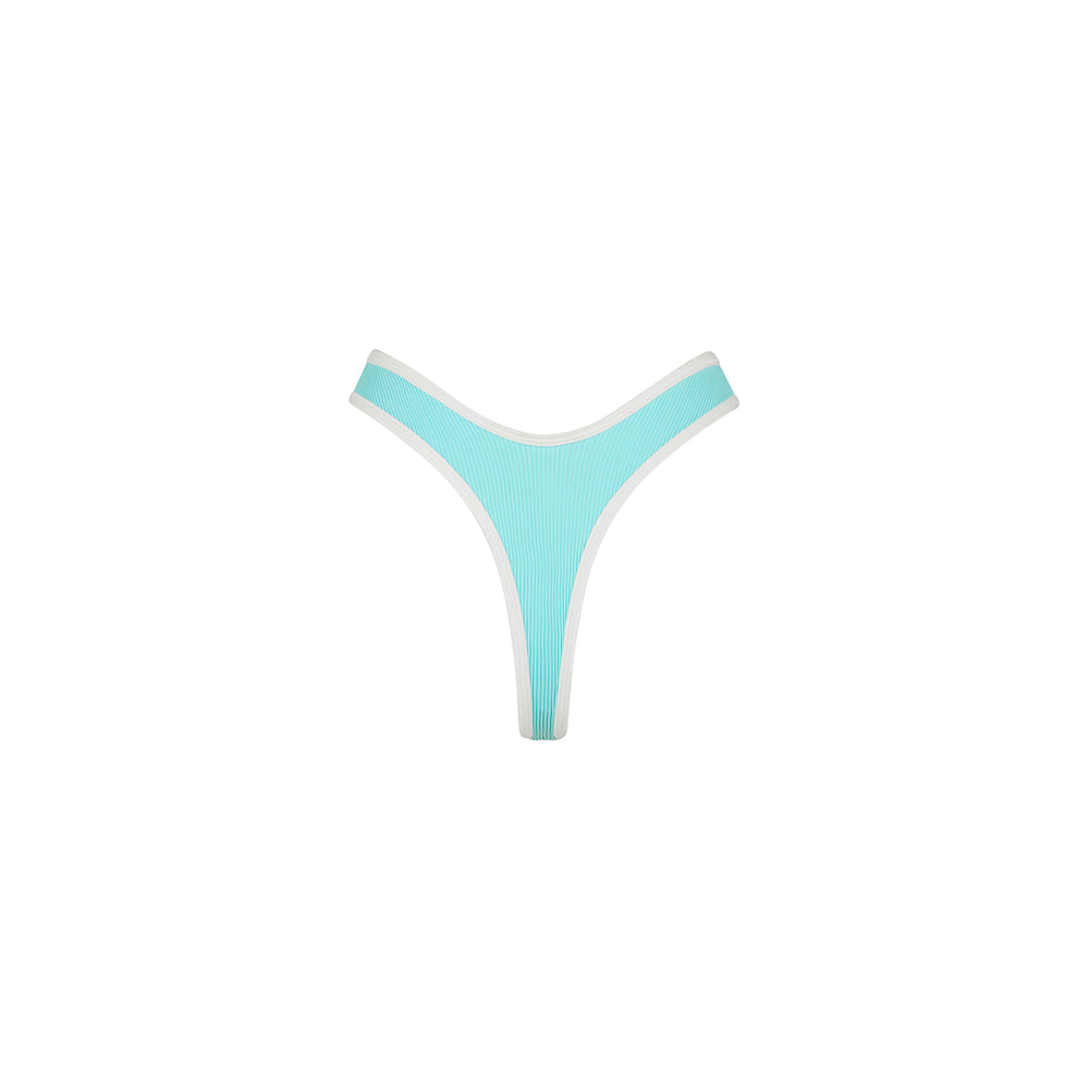 High Leg Thong Bikini Bottom - Calypso Blue