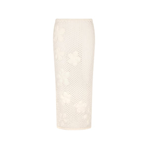 Applique Knit Maxi Skirt - Whipped White
