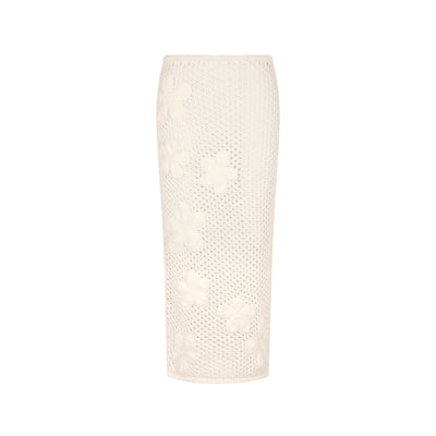 Applique Knit Maxi Skirt - Whipped White