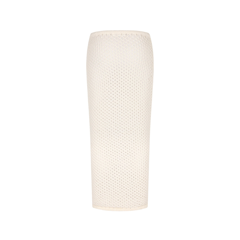 Applique Knit Maxi Skirt - Whipped White