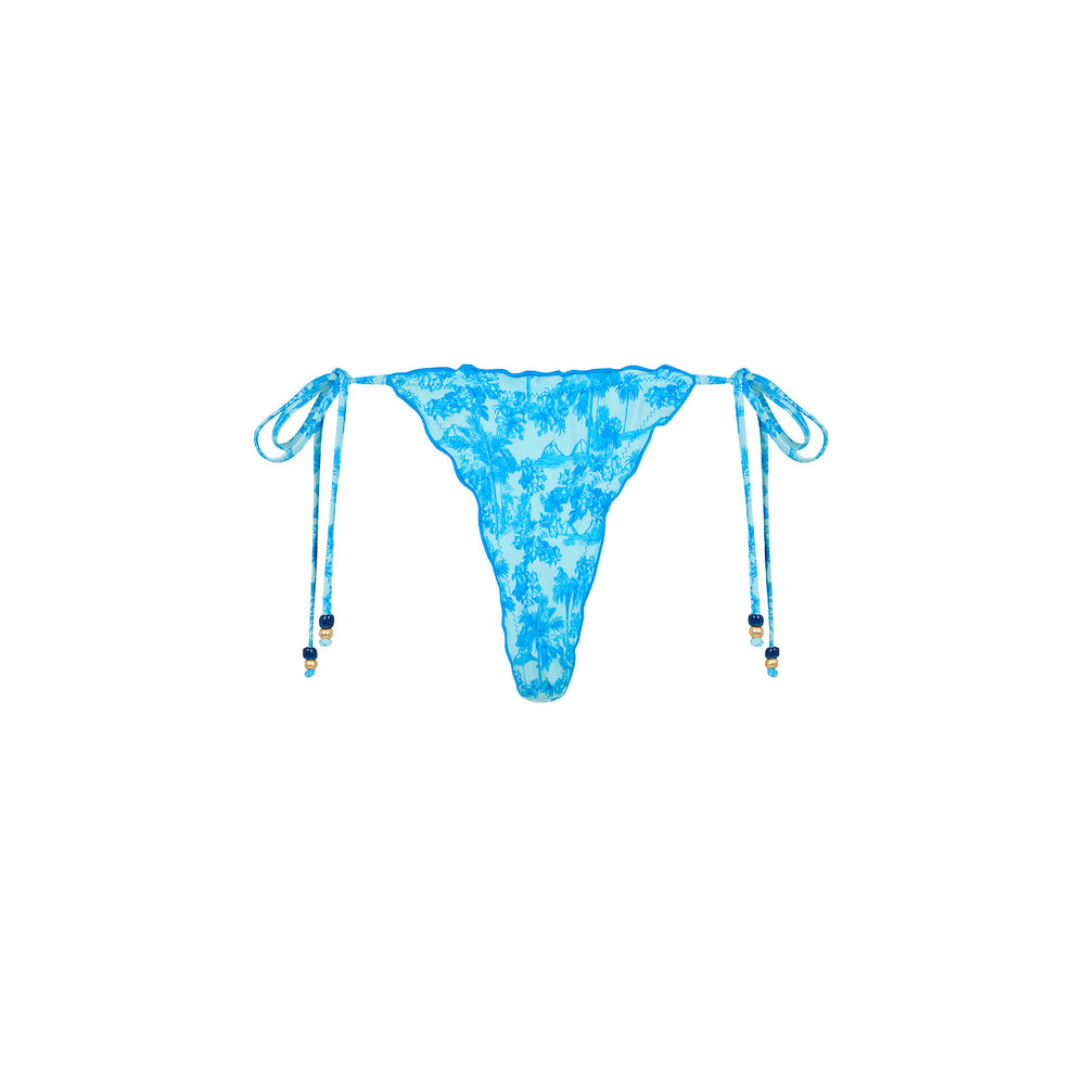 Lettuce Edge Thong Tie Bikini Bottom - Ocean Paradise