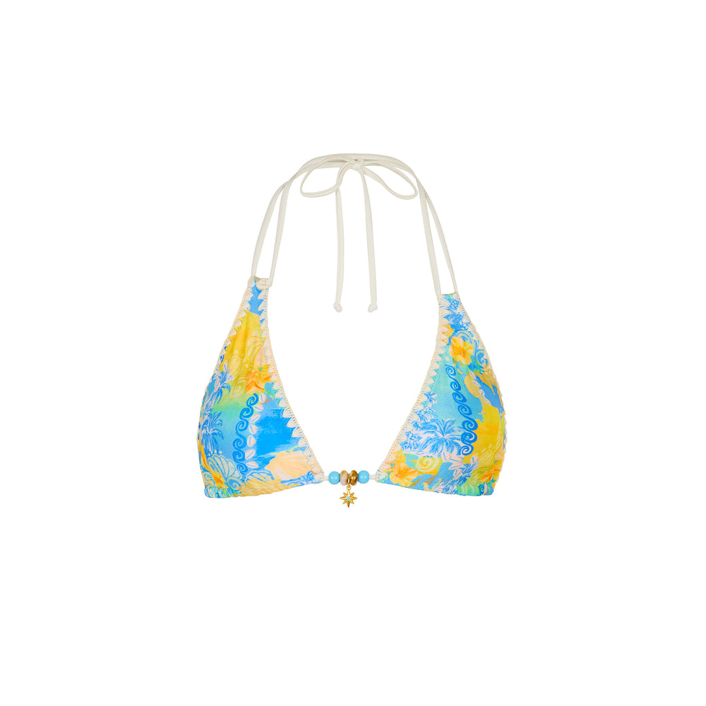 Simple Crochet Halter Bikini Top - Limoncello Lagoon
