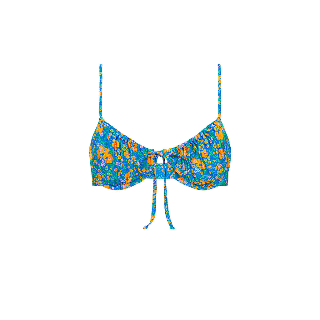 Ruched Underwire Bra Bikini Top - Ocean Potion