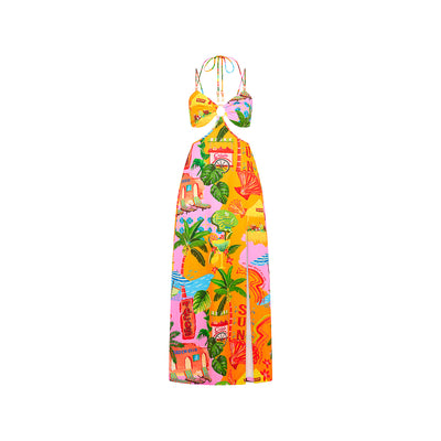 Beaded Cut Out Maxi Dress - Sunlit Spritz
