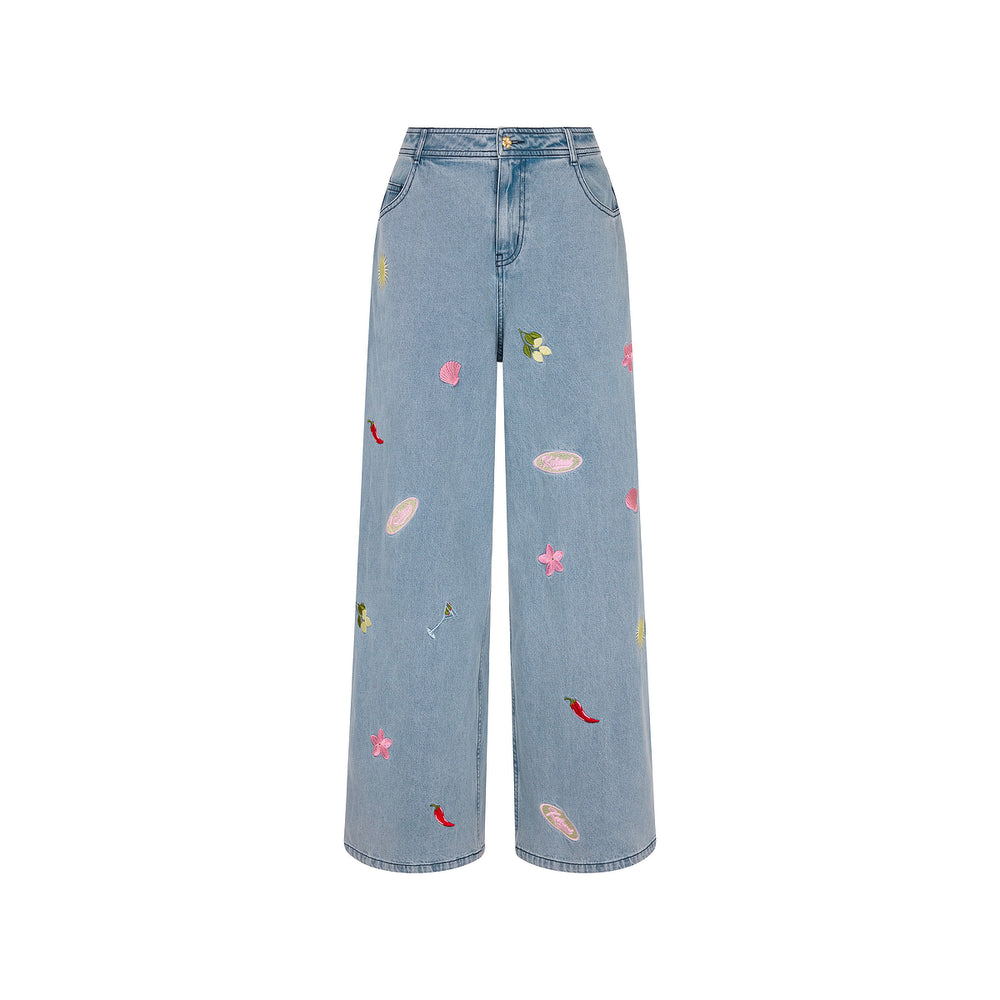 Straight Leg Embroidered Jean - Sunshine Springs