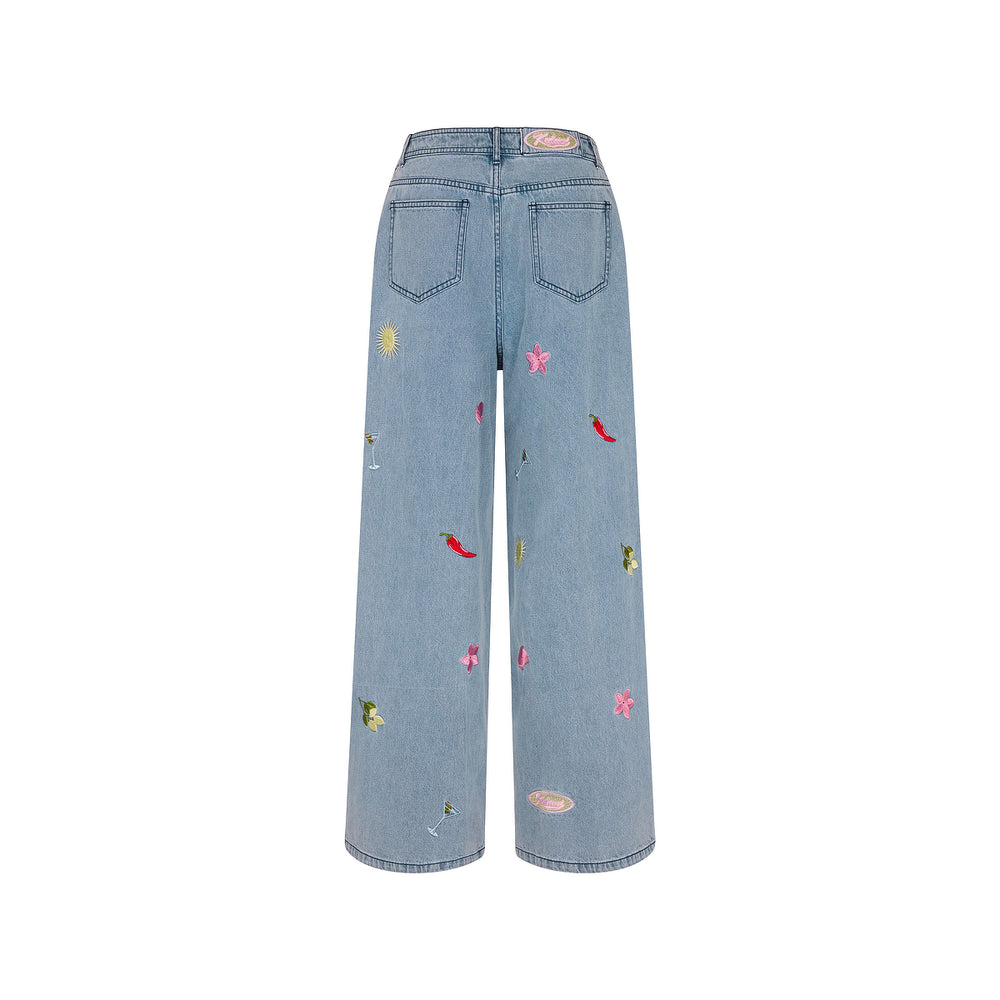 Straight Leg Embroidered Jean - Sunshine Springs