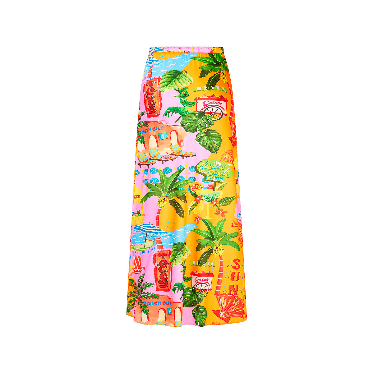 Bias Drawstring Maxi Skirt - Sunlit Spritz –Kulani Kinis